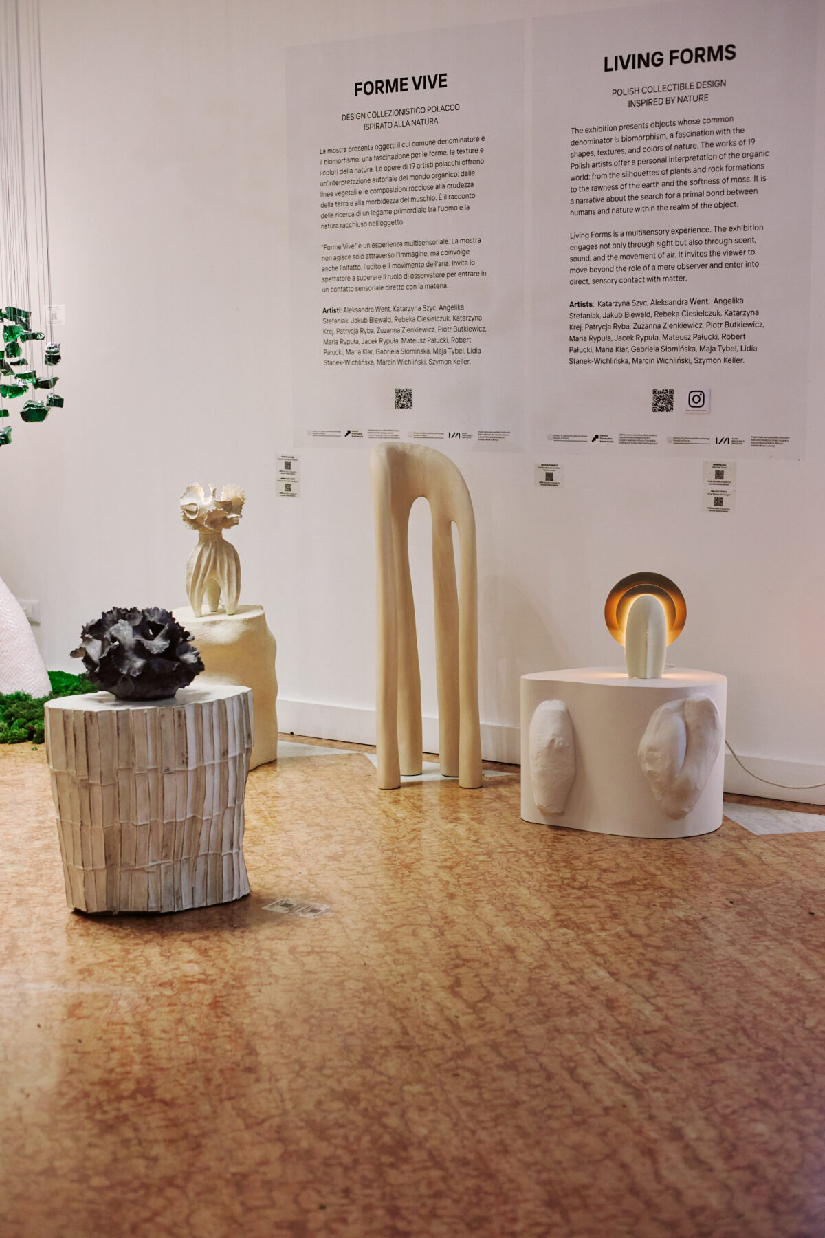 Sculptural objects presented at the Living Forms exhibition